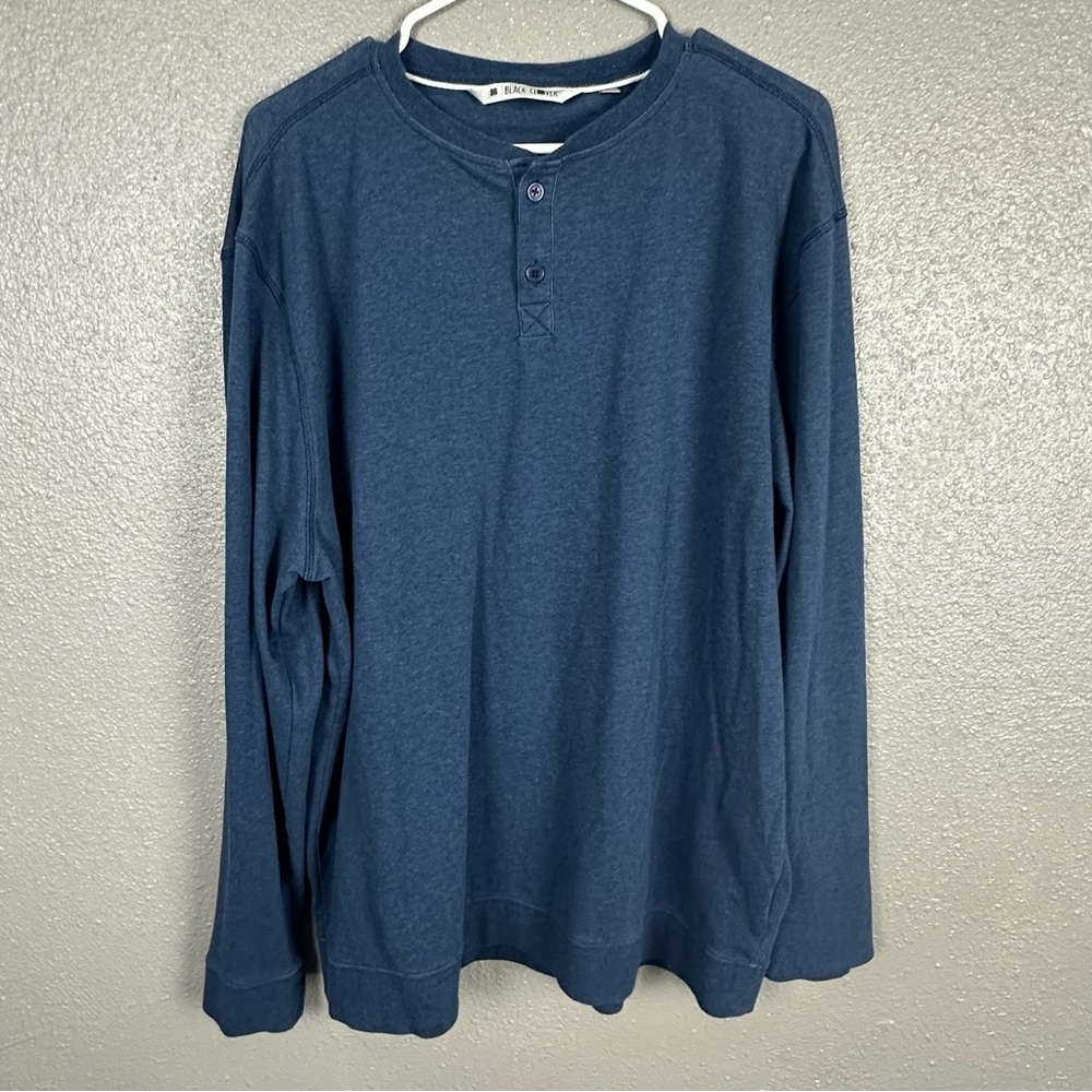 Black Clover Henley Long Sleeve Shirt Men’s XL Blue Golf Casual